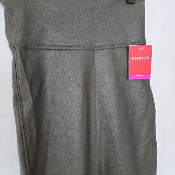 SPANX Faux Leather Pencil Skirt - Rich Olive NWT - Picture 2 of 8